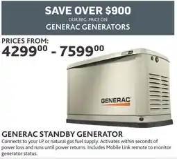 Co-op Generac standby generator offer