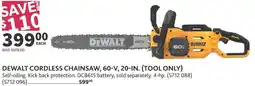 Co-op Dewalt cordless chainsaw, 60-v, 20-in. tool only offer