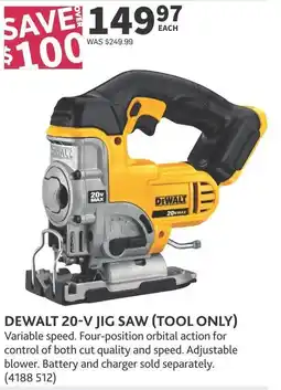 Co-op Dewalt 20-V jig saw tool only offer