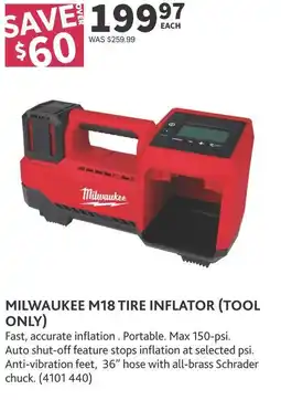 Co-op Milwaukee m18 tire inflator tool only offer
