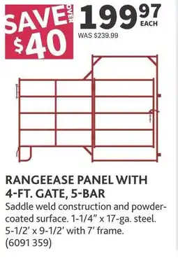 Co-op Rangeease panel with 4-ft. gate, 5-bar offer