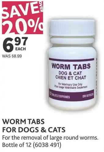 Co-op Worm tabs for dogs & cats offer