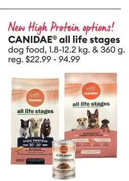 Petsmart CANIDAE all life stages dog food, 1.8-12.2 kg. & 360 g offer