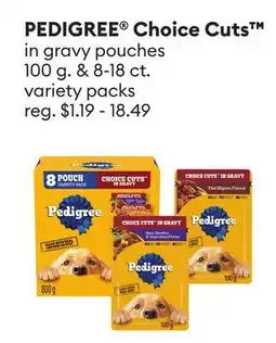 Petsmart PEDIGREE Choice Cuts in gravy pouches 100 g. & 8-18 ct. variety packs offer