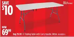 Canadian Tire For Living 6´ Folding Table with Carry Handle, White offer