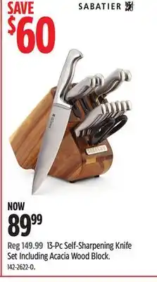 Canadian Tire Sabatier 13-Pc Self-Sharpening Knife Set Including Acacia Wood Block offer