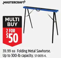 Canadian Tire Mastercraft Folding Metal Sawhorse. Up to 300-lb capacity offer