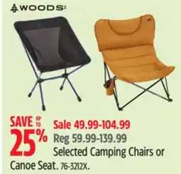 Canadian Tire Selected Camping Chairs or Canoe Seat offer
