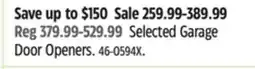 Canadian Tire Selected Garage Door Openers offer