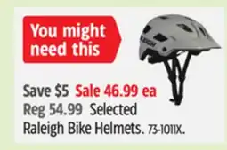 Canadian Tire Selected Raleigh Bike Helmets offer