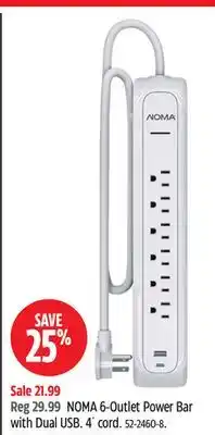 Canadian Tire NOMA 6-Outlet Power Bar with Dual USB offer