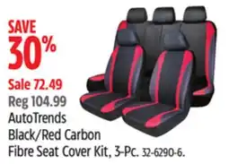 Canadian Tire AutoTrends Black/Red Carbon Fibre Seat Cover Kit offer