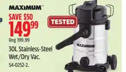 Canadian Tire MAXIMUM 30L Stainless-Steel Wet/Dry Vac offer