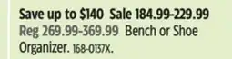 Canadian Tire Canvas Bench or Shoe Organizer offer