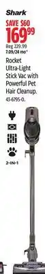 Canadian Tire Shark Rocket Ultra-Light Stick Vac with= Powerful Pet Hair Cleanup offer