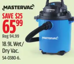 Canadian Tire Mastervac 18.9L Wet/ Dry Vac offer