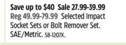 Canadian Tire Maximum Selected Impact Socket Sets or Bolt Remover Set offer