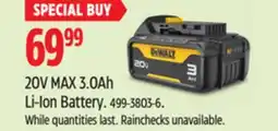 Canadian Tire Dewalt 20V MAX 3.0Ah Li-Ion Battery offer