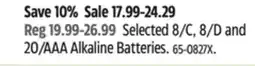 Canadian Tire Duracell Selected 8/C, 8/D and 20/AAA Alkaline Batteries offer