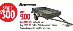 Canadian Tire Motomaster 5-ft x 7-ft Galvanized Trailer offer