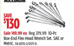 Canadian Tire MAXIMUM 10-Pc Box-End Flex-Head Wrench Set offer