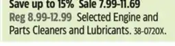 Canadian Tire Motomaster Selected Engine and Parts Cleaners and Lubricants offer