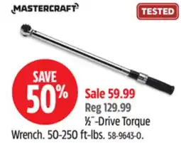 Canadian Tire Mastercraft 1⁄2˝-Drive Torque Wrench offer