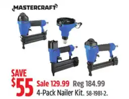 Canadian Tire Mastercraft 4-Pack Nailer Kit offer