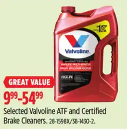 Canadian Tire Valvoline Selected Valvoline ATF and Certified Brake Cleaners offer