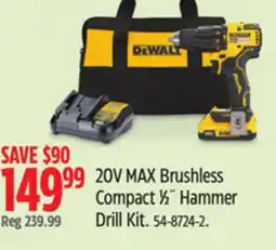 Canadian Tire DEWALT 20V MAX Brushless Compact 1β2Λ Hammer Drill Kit offer