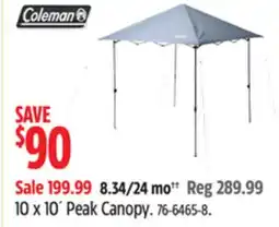 Canadian Tire Coleman 10 x 10´ Peak Canopy offer