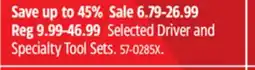 Canadian Tire Mastercraft Selected Driver and Specialty Tool Sets offer