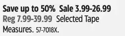 Canadian Tire Selected Tape Measures offer