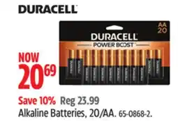 Canadian Tire Duracell Alkaline Batteries, 20/AA offer