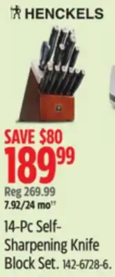 Canadian Tire Henckels 14-Pc Self- Sharpening Knife Block Set offer