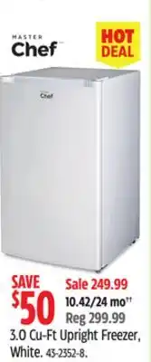 Canadian Tire Master Chef 3.0 Cu-Ft Upright Freezer offer