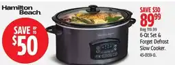 Canadian Tire Hamilton Beach 6-Qt Set ^ Forget Defrost Slow Cooker offer