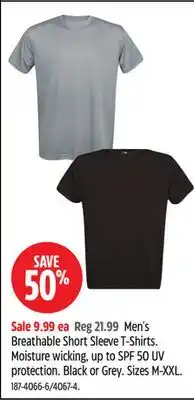Canadian Tire Men's Breathable Short Sleeve T-Shirts offer