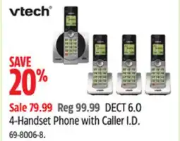 Canadian Tire Vtech DECT 6.0 4-Handset Phone with Caller I.D offer