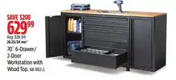 Canadian Tire Mastercraft 70˝ 6-Drawer/ 2-Door Workstation with Wood Top offer