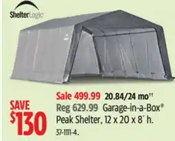 Canadian Tire Shelter Logic Garage-in-a-Box Peak Shelter, 12 x 20 x 8´ h offer