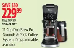 Canadian Tire Ninja 12-Cups DualBrew Pro Grounds & Pods Programmable Coffee System offer