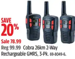 Canadian Tire Cobra 26km 2-Way Rechargeable GMRS offer