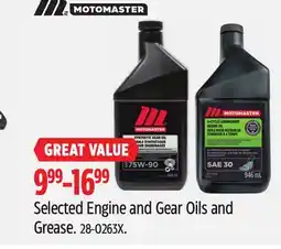 Canadian Tire Motomaster Selected Engine and Gear Oils and offer