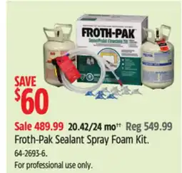 Canadian Tire Froth-Pak Sealant Spray Foam Kit offer