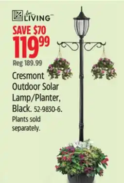 Canadian Tire for living Cresmont Outdoor Solar Lamp/Planter, Black offer