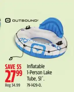 Canadian Tire Outbound Inflatable 1-Person Lake Tube, 51˝ offer