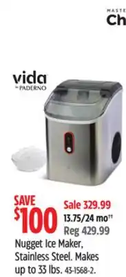Canadian Tire Vida By Paderno Nugget Ice Maker, Stainless Steel offer