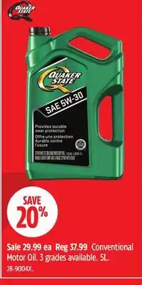 Canadian Tire Quaker Conventional Motor Oil offer