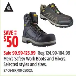Canadian Tire Men's Safety Work Boots and Hikers offer